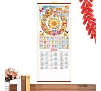 2025 Chinese Calendar | Dangling Snake Yearly Calendar | Attractive 12 Month of The Snake Wall Scroll, New Year Wall Art for Home