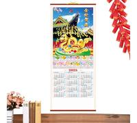 2025 Chinese Wall Calendar - Colorful Imitation Rattan Wall Calendar,Attractive 12 Month Scroll, Traditional New Year of The Snake for Home