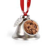 2025 Chocolate Biscuit Christmas Bell Ornaments Silver Jingle Bells with Red Hanging Rope Vintage Decorative Bells for Xmas Tree Fireplace Mantle Home Decor Holiday Festive Party