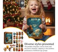 2025 Christmas Advent - 24 Days 2D Acrylic 2025 Bear - Bear Tree Ornaments Christmas Calendar | for Kids Adults Wall Door Bag Charm Backpack Party Holiday Office School