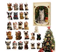 2025 Christmas Advent - Acrylic Cat Holiday Display, Cute Collection Cat , Hanging Gift Set For Cats At 24 Days | Countdown Calendar