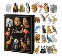 2025 Christmas Advent Animal | 2D Acrylic Decoration 24 Days - Ornaments Countdown Calendar - for Home Decorators Living Room Bedroom Office Wall Mantel Front Door Garden Study