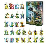 2025 Christmas Advent Calendar - 24-Day Countdown Calendar with Acrylic Dinosaur-Letters Hanging Ornaments for Tree, Door, Wall, and Holiday Decor, 2D Christmas Decorations