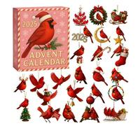 2025 Christmas Advent Calendar, 24-Day Festive Countdown Featuring 2D Acrylic Red Bird Ornament Pendant Charms, Ideal as Gifts for Boys, Girls, Classroom Rewards, and Christmas Presents (Red Bird)
