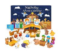 2025 Christmas Advent Calendar, 24 Days Christmas Countdown Calendar Surprise Gift with Nativity Scene Toy Set Countdown Surprise Gifts For Boys, Girls, Children and Teenagers (Blue)