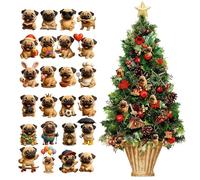 2025 Christmas Advent Calendar | 2D Acrylic Christmas Tree Decoration | 24 Days Bulldog Pendant Countdown Calendar - For Men Women Girls Teenagers Couple Children Family A