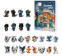 2025 Christmas Advent Calendar Christmas Countdown Surprise Blind Set 2025 Advent Calendar Dinosaur Themed Hanging Ornaments Holiday For Kids (Green, 26x18cm)