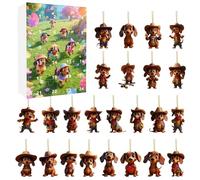 2025 Christmas Advent Calendar Dachshund Ornament, Advent Countdown Calendar Funny Dog Set Pendant, 24 Days of Xmas Countdown Calendars, Christmas Tree Decoration for Xmas Gifts (A)
