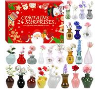 2025 Christmas Advent Calendar Mini Ceramic Vase Fridge Magnets with Plants Christmas Countdown with Mini Fridge Magnets, Fridge Decor for Kitchen Office Daily Surprise Gift