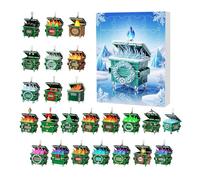 2025 Christmas Advent Countdown Calendar Pendant, 24 Days with Two-Dimensional Acrylic Ornaments, Creative Decorative Pendant, for Decoration for Car, Rear View Mirror, Wall, Window, Door and Party