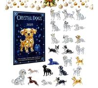 2025 Christmas Advent Crystal Dog | 2D Acrylic Decorations | 24 Days Dog Lover Advent Pendant | for Home Car Rearview Mirror Wall Window Adults Kids Vacation Party Favors