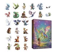 2025 Christmas Advent Dragon, 2D 24-Day Acrylic Decoration, Christmas Pendant - For Holiday, Birthday, Party, Offices, Home, Room, Doors, , Christmas Tree, School