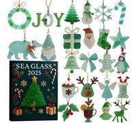 2025 Christmas Advent Pendants - 26x18x3cm 2D Blue Pendant Collection | 24-day Acrylic Countdown Christmas Ornaments Set For Birthday Women Men Boy Girl Home