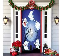 2025 Christmas and Halloween Front Door Cover, Halloween Fitted Elastic Fabric Stretchable Stretch Door Cover, a Fun and Festive Christmass Decor for Indoor Outdoors Home Ornament (5)