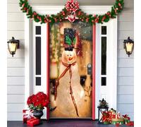2025 Christmas and Halloween Front Door Cover, Halloween Fitted Elastic Fabric Stretchable Stretch Door Cover, a Fun and Festive Christmass Decor for Indoor Outdoors Home Ornament (24)