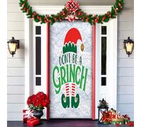 2025 Christmas and Halloween Front Door Cover, Halloween Fitted Elastic Fabric Stretchable Stretch Door Cover, a Fun and Festive Christmass Decor for Indoor Outdoors Home Ornament (7)