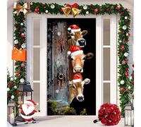 2025 Christmas and Halloween Front Door Decoration, 35x79 Inch Christmas Door Covers, Fabric Xmas Holiday Party Decorations for Indoor Outdoors Home Yard Photo Backgrounds (20)