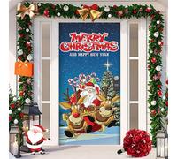 2025 Christmas and Halloween Front Door Decoration, 35x79 Inch Christmas Door Covers, Fabric Xmas Holiday Party Decorations for Indoor Outdoors Home Yard Photo Backgrounds (14)