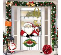 2025 Christmas and Halloween Front Door Decoration, 35x79 Inch Christmas Door Covers, Fabric Xmas Holiday Party Decorations for Indoor Outdoors Home Yard Photo Backgrounds (18)