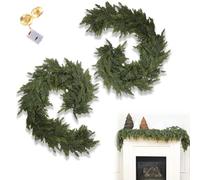 2025 Christmas Artificial Cedar Garland, 6FT Real Touch Artificial Faux Greenery Garland, Realistic Xmas Garlands for Holiday, Fireplace, Mantle, Window, Indoor Outdoor Décor (1PCS-B)
