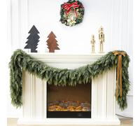 2025 Christmas Artificial Cedar Garland, Artificial Cedar Pine Garland, Realistic Green Greenery Garlands for Table, Mantle, Wall, Indoor, Outdoor Christmas Decorations (6ft (180 Heads))