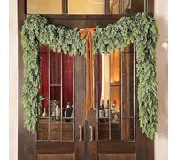 2025 Christmas Artificial Cedar Garland, Christmas Artificial Cypress Leaf Vine Wreath, Realistic Faux Cedar Wreath, Hick and Lush, Soft Bendable for Mantle, Table, Wall (6-foot,33 pieces)
