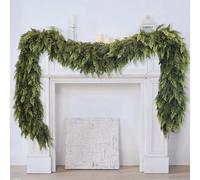 2025 Christmas Artificial Cypress Leaf Vine Wreath, Realistic Christmas Greenery Garland, Realistic Soft Thick Norfolk Pine Cedar Garland for Door, Mantle, Wall, Stairs, Indoor, Outdoor(5FT)