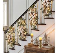 2025 Christmas Artificial Swags, Cordless Christmas Swags Prelit Teardrop Swag, Teardrop Trim Wreath Door Stair Swag Garland Christmass Swag for Indoor Outdoor Hanging Decor (Gold,23.6x11.8 IN)