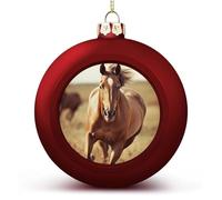 2025 Christmas Ball Ornaments Large Shatterproof Horse on The Grassland Christmas Tree Decorations Balls Red-Style Hanging Christmas Ornaments for Xmas Tree Holiday Decoration