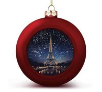 2025 Christmas Ball Ornaments Large Shatterproof Night Paris Eiffel Christmas Tree Decorations Balls Red-Style Hanging Christmas Ornaments for Xmas Tree Holiday Decoration