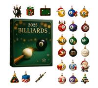 2025 CHRISTMAS BILLArds Countdown Calendar | 2D Billiards Billiards Keatsake | 24 Day Advent Ornaments for Friends, Family, Players, Fans, Christmas Tree