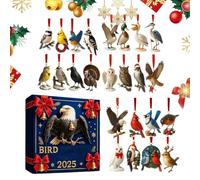2025 Christmas Bird - Advent Countdown - 24 Days 2D Acrylic Season Decor, Animal Christmas Tree , Cute Birds Pendant Decorations, Party Favourite Home Pram for Children, Adults, Family, Friends