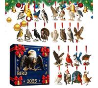 2025 Christmas Bird Advent - Twenty-four Days Christmas Two-Dimensional Acrylic Decorations, With Animals And Christmas Tree Ornaments,For Car Vacation And Holiday Kids Adults Bird
