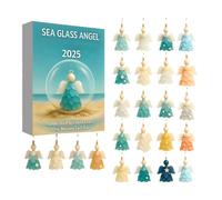 2025 Christmas Calendar Sea Glass Angel Advent | 2D Acrylic Holiday Pendant Decor - 24 Days Angel Ornaments Christmas Advent Decor | for Home Car Rearview Mirror Wall Window Door Adults Kids Vacation