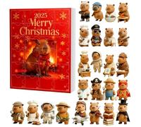 2025 Christmas Capybara Countdown to Advent - 2D Decoration Acrylic Charm 26 x 18 x 3 cm | 24 Day Countdown Calendar with Capybara Ornaments, Holiday for Adults in Living Room