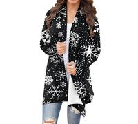 2025 Christmas Cardigan Jacket UK Trendy Long Sleeve Lightweight Open Front Tops Funny Xmas Tree Snowflake Ugly Elk Print Shirts Casual Loose Fit Blouse Going Out Coat