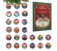 2025 Christmas , Christmas Advent 2D Pendant 24 Days, National Landmark Set Pendant Countdown | for Window Door Tree Bag Purse Indoor Bedroom Party Holiday