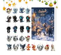 2025 Christmas Count Down Calendar | Countdown Calendar with 24 Dragon Pendants - 2D Acrylic Collectible Keepsake - for Family Adults Kids Teens Friends Students