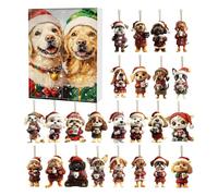 2025 Christmas Countdown Calendar, 2025 Dog 2D Home Advent Decoration | Reusable Christmas Calendar with Animal Figures - For Backpack Bag Key Ring Wall Bedroom Window Door