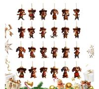 2025 Christmas Countdown Calendar - 24 Day Dachshund Ornaments | 2D Flat Acrylic Collectible Animal Souvenir For Window, Wall, Fence, Fireplace, Living Room, Tree | Décor De Vacan