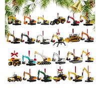 2025 Christmas Countdown Calendar - 24 Days 2D Acrylic Die-Cast Machine Ornaments for Holiday Decoration, Festive Gift for Kids Teens Adults Family Friends, Red Green, Ready to Display