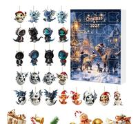 2025 Christmas Countdown Calendar - Acrylic 26 x 18 x 3 cm Countdown Calendar with 24 Dragon Pendants Flat Seasonal 2D Scene Props for Christmas Decoration