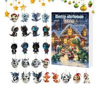 2025 Christmas Countdown Calendar - Acrylic 26 x 18 x 3 cm Countdown Calendar with 24 Dragon Pendants Flat Seasonal 2D Scene Props for Christmas Decoration