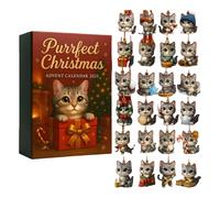 2025 Christmas Countdown Calendar Advent Calendar with 24Pcs Animals Ornaments, Miniature Wooden Hanging Figures for Tree Decor, Home, Xmas Gift