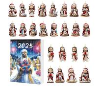 2025 Christmas Countdown Calendar | Countdown Calendar for Christmas with 24 Jesus Pendants, Seasonal Souvenir Acrylic 2D Flat - For Fence Fireplace Tree Living Room