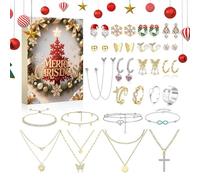 2025 Christmas Countdown Calendar For Girl, 24 Day Jewelry Countdown Calendar Women, Holiday Jewelry Set, For Family Activities, Women, Student, Holiday Celebrators