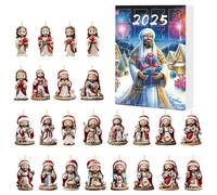 2025 Christmas Countdown Calendar, Jesus Countdown Calendar with 24 Pendants for Christmas | 2D Acrylic Souvenir Cute Scene Accessories for Fence Fireplace Tree Living Room