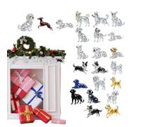 2025 Christmas Crystal Dog Advent | 2D Acrylic Charm Decoration | 24 Days Dog Lovers Countdown Hanger - For Home Christmas Tree Car Interior Mirror Wall Window Adults Children