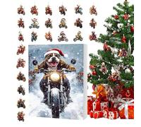 2025 Christmas Dog Advent - 24 Days Countdown Acrylic Decor for Holiday, Portable Design with Celebration Function, Motorcycle Ornament for Home, Tree, Wall, Door, Window and Party, 10.63x7.28 Inches