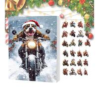 2025 Christmas Dog Advent | Acrylic Decorations 2D Countdown Calendar 24 Days - Outgoing Biker Bundles for Holidays, Family Holidays for the P